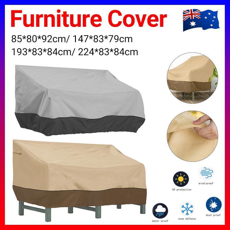 Outdoor Waterproof Patio Chair Cover Lounge Deep Seat Cover Furniture Sofa Cover Grey Black - 193*83*84CM