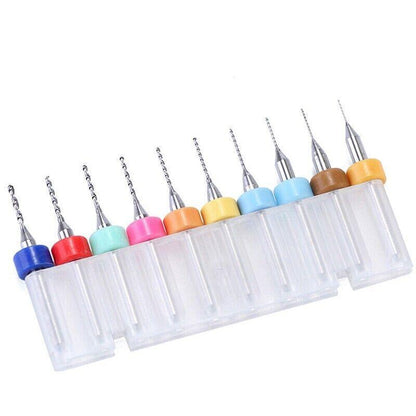 10X Tungsten Steel Micro Drill Bits 0.1-1.2mm for Rotary Tool - 0.1-1MM