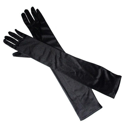 Elegant Long Satin Evening Gloves Formal Dress Accessory for Opera Prom Party Women - White