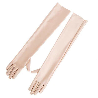 Elegant Long Satin Evening Gloves Formal Dress Accessory for Opera Prom Party Women - Black
