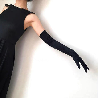 Elegant Long Satin Evening Gloves Formal Dress Accessory for Opera Prom Party Women - Champagne