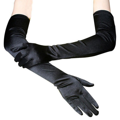 Elegant Long Satin Evening Gloves Formal Dress Accessory for Opera Prom Party Women - Champagne