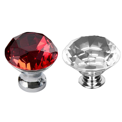 Door Knobs Handles Clear Crystal Diamond Glass Kitchen Cupboard Cabinet Pulls 40MM - Clear-10PCS