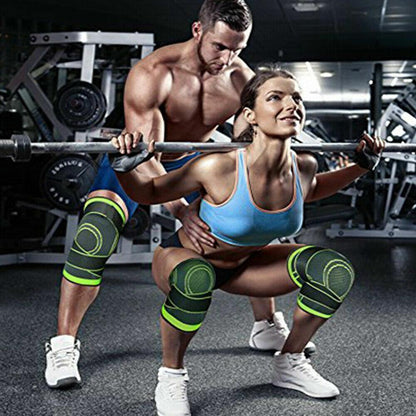 3D Weaving Knee Brace Breathable Sleeve Support Running Jogging Joint Pain Leg Green - Green-XXL