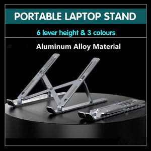 Adjustable Laptop Stand Portable Aluminum Alloy Desktop Holder for 11 to 17.3 Inch - Sliver