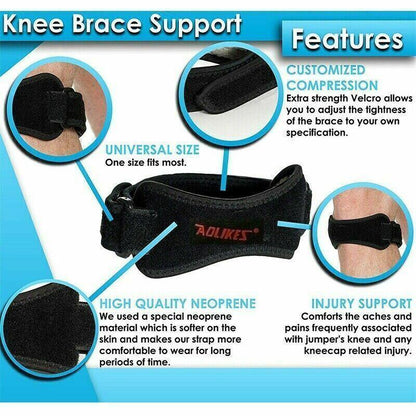 Aolikes Knee Strap Patella Jumper Gel Runner Tennis Sports Brace Support - Blue - Factory Direct Shop