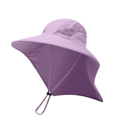 1x Neck Flap Cap Unisex Outdoor Sport Fishing Hat Sun Protection Wide Brim Cover - Black