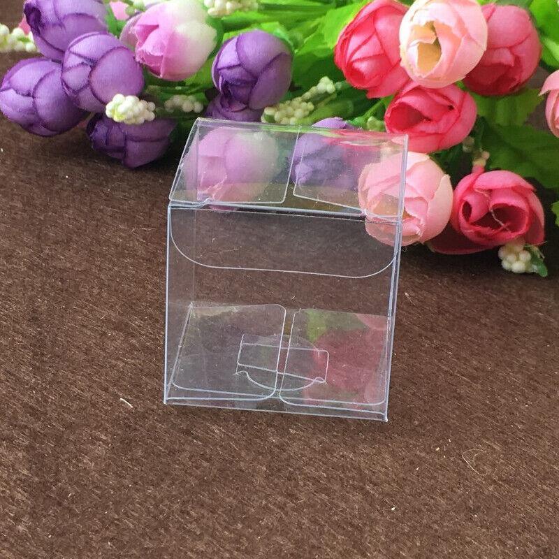 50 PVC Clear Transparent Macaron Square Cube Boxes For Wedding Favour Gift Candy - 60x60x60MM
