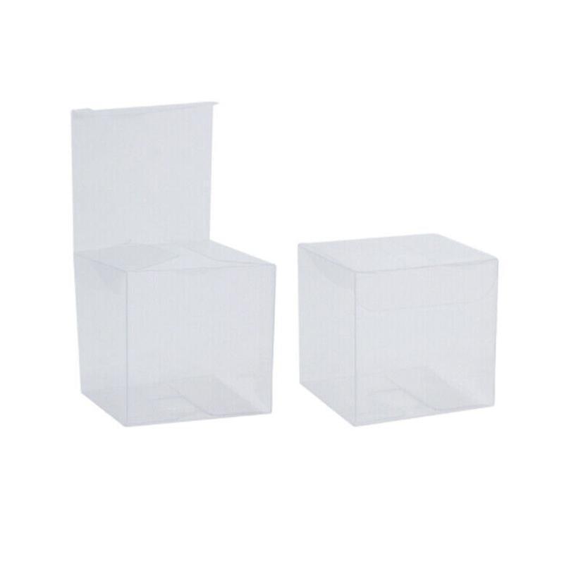 50 PVC Clear Transparent Macaron Square Cube Boxes For Wedding Favour Gift Candy - 60x60x60MM