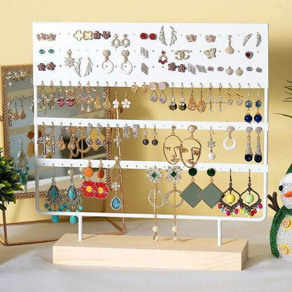 Earring Stand Display Rack 3-Tier Ear Stud Holder Jewelry Organizer 144 Holes - White