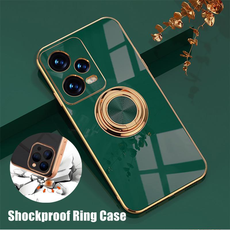 Dark Green Luxury Shockproof Silicone Ring Case Stand Cover for iPhone 14 13 12 Pro Max - iPhone 14