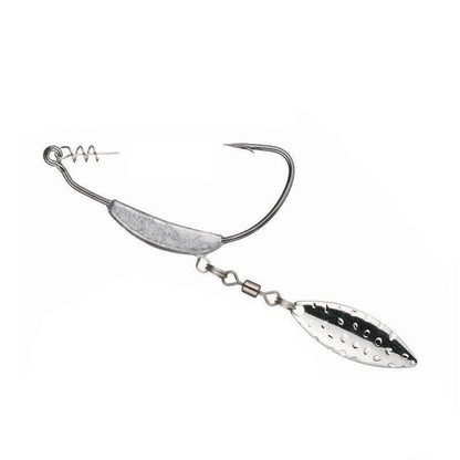 Weedless Jighead Hook Swimbait Worm Fishing Lure Wide Gap Single Barbed Spinner - 1/0#