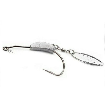 Weedless Jighead Hook Swimbait Worm Fishing Lure Wide Gap Single Barbed Spinner - 2/0#
