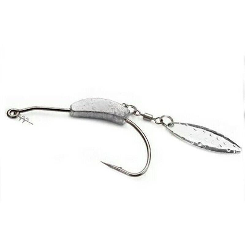 Weedless Jighead Hook Swimbait Worm Fishing Lure Wide Gap Single Barbed Spinner - 2/0#
