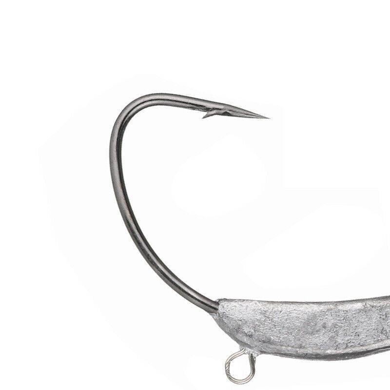 Weedless Jighead Hook Swimbait Worm Fishing Lure Wide Gap Single Barbed Spinner - 3/0#