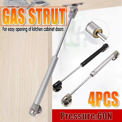 4PCS 60N Gas Strut Kitchen Cabinet Cupboard Door Hinges Stays - Silver