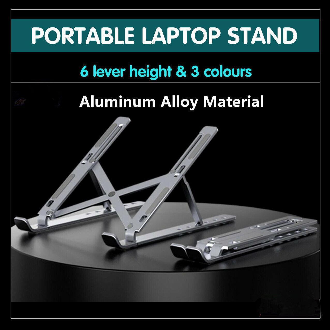 Adjustable Laptop Stand Portable Aluminum Alloy Desktop Holder for 11 to 17.3 Inch - Black