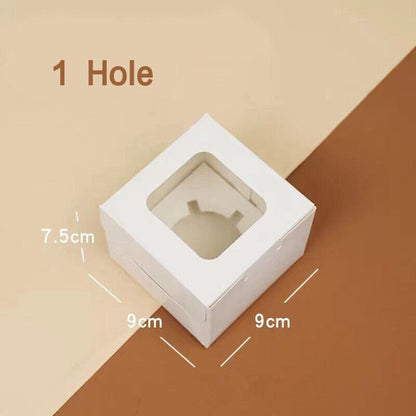 Cupcake Box Cases 1/2/4/8/12 Holes Window Face Cases Party Wedding Muffin Baking - 12 Holes 5PCS
