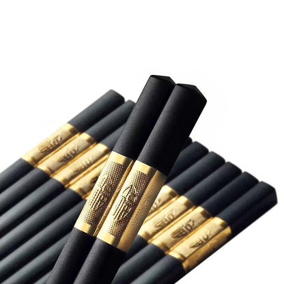 10Pairs Premium Fiberglass Reusable Chopsticks - Dishwasher Safe - Silver-2