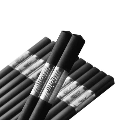 10Pairs Premium Fiberglass Reusable Chopsticks - Dishwasher Safe - Silver-2