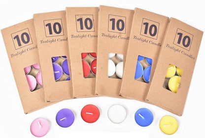 Tealight Candles 10 or 50 Pack Unscented Long Burning for Wedding Party Decor - Red- 2 Hours10PCS