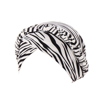 Women'S Comfort Cap Floral Pattern Chemo Head Coverings - Black and white grid