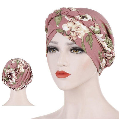 Women'S Comfort Cap Floral Pattern Chemo Head Coverings - Black