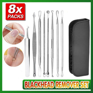 8PCS Stainless Steel Blackhead Remover and Blemish Extractor Tool Kit with Case