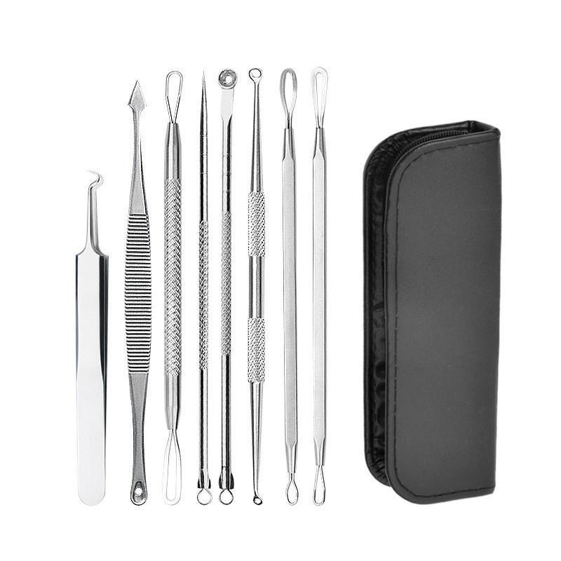 8PCS Stainless Steel Blackhead Remover and Blemish Extractor Tool Kit with Case