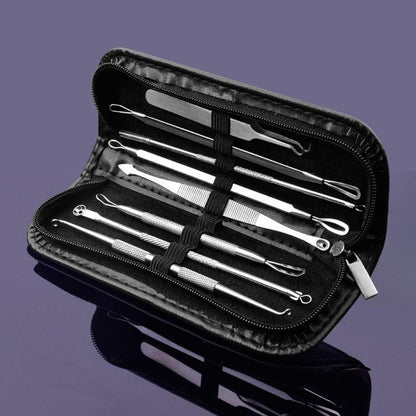 8PCS Stainless Steel Blackhead Remover and Blemish Extractor Tool Kit with Case