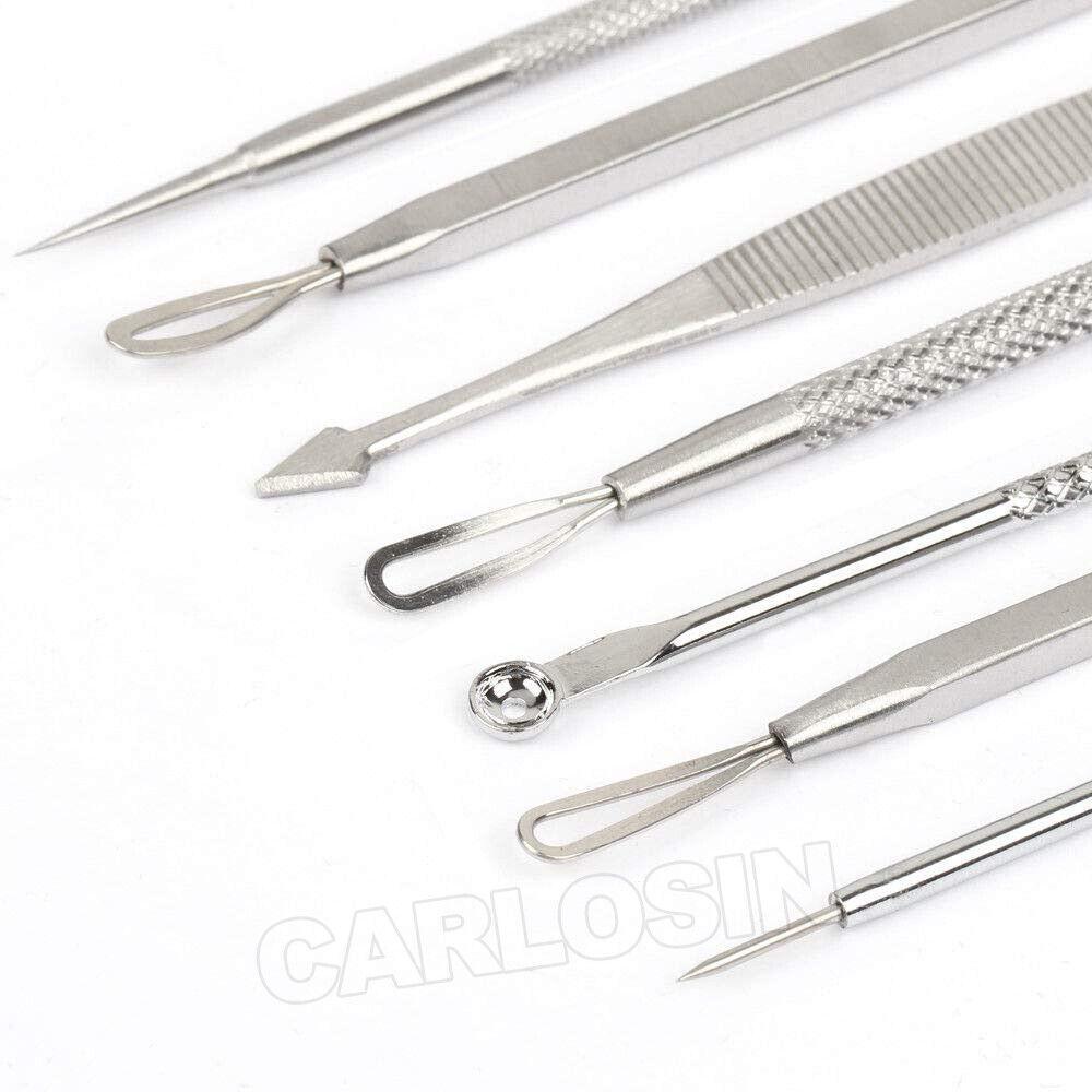 8PCS Stainless Steel Blackhead Remover and Blemish Extractor Tool Kit with Case
