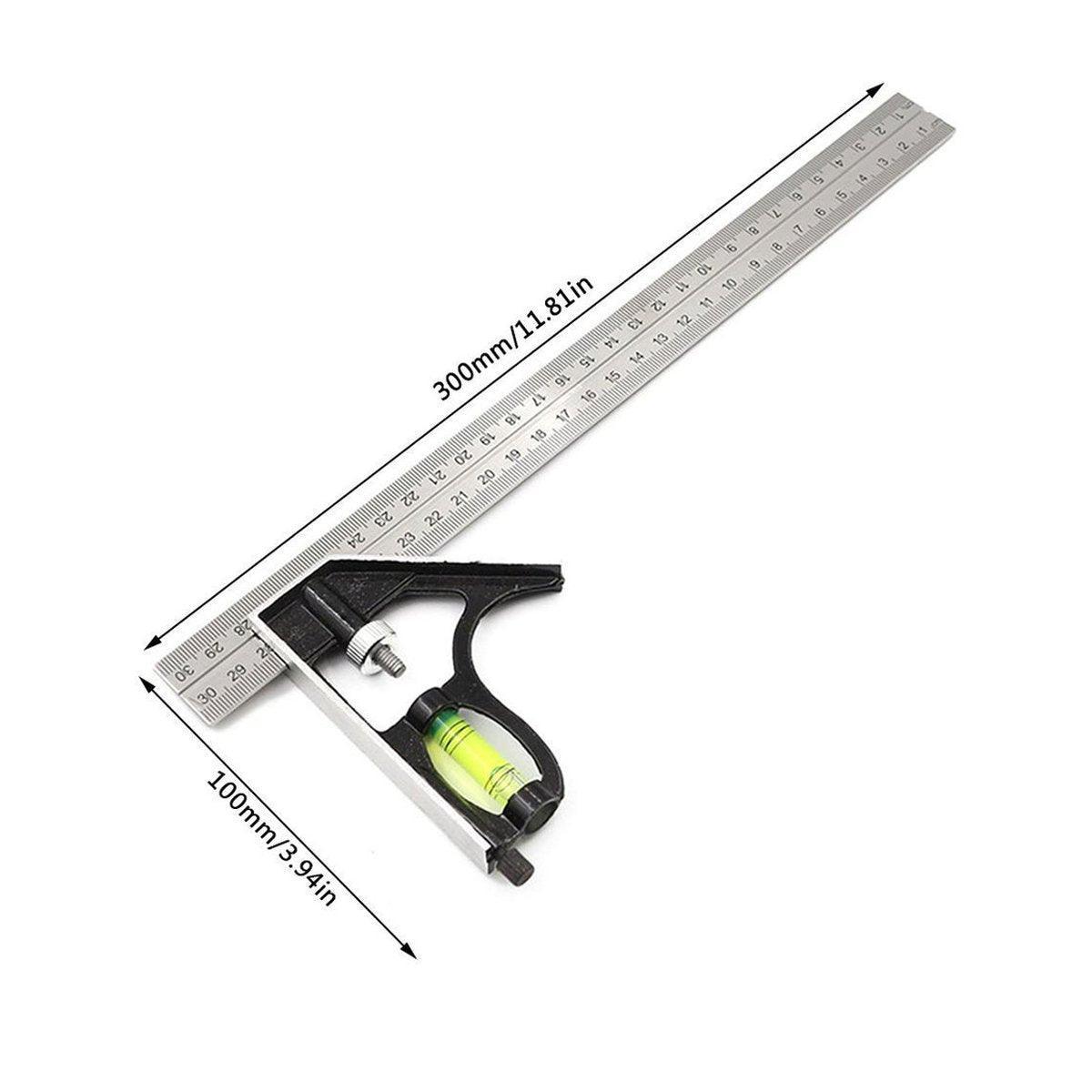 300mm Horizontal Movable Angle Ruler Adjustable Measuring Tool for Engineering
