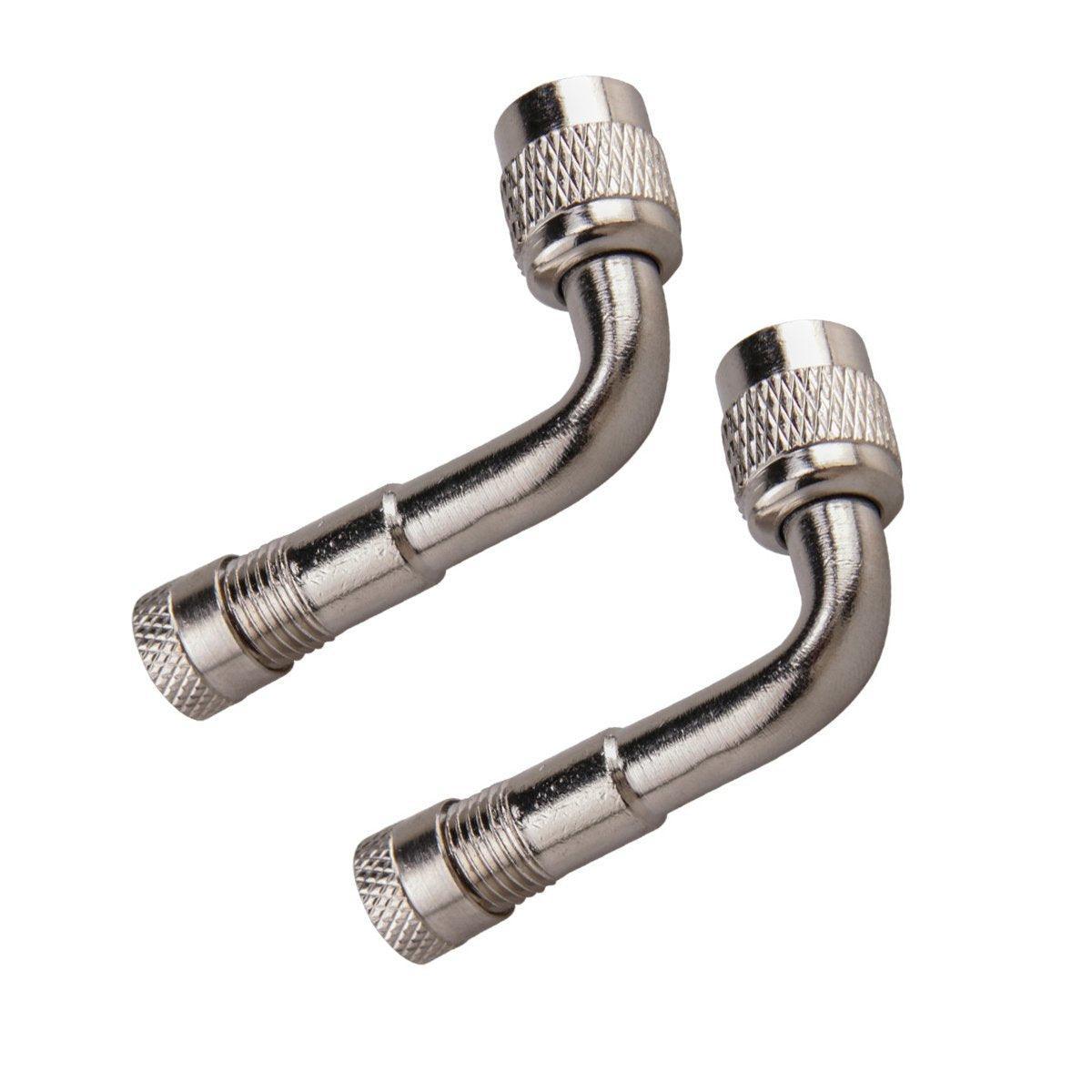 2X Car Motorbike Tyre Valve Extension Adaptor 90 Degree Angle Silver Nozzles