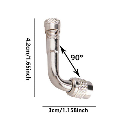 2X Car Motorbike Tyre Valve Extension Adaptor 90 Degree Angle Silver Nozzles