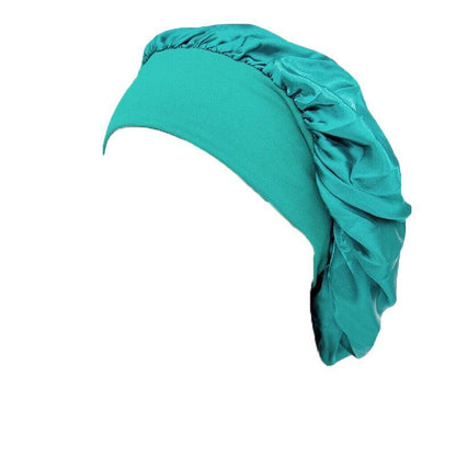 Sleeping Bonnet Hair Wrap Silk Satin Cap Women Elastic Night Soft Hat Headwear - Light green