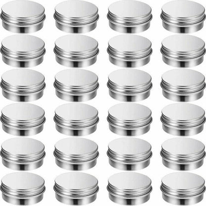 50Pcs Durable Silver Aluminum Cosmetic Pot Lip Balm Jar Containers Empty Tin - 15ML