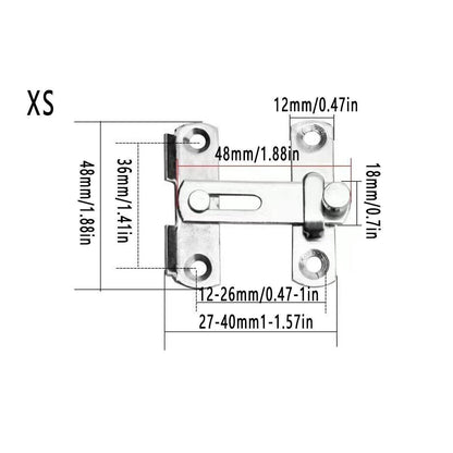 2 Sets 90 Degree Sliding Door Latch Lock Catch Kit for Home Use - Right-Angle-Silver-L