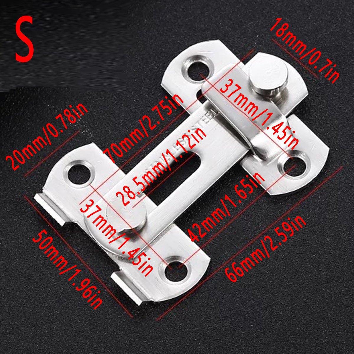 2 Sets 90 Degree Sliding Door Latch Lock Catch Kit for Home Use - Right-Angle-Silver-L
