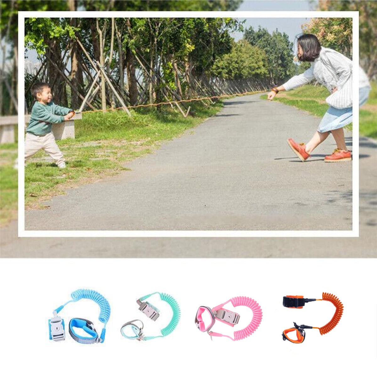 Adjustable Wrist Link Strap with Soft Cuff Anti-Loss Hand Band for Daily Walking Use - Orange