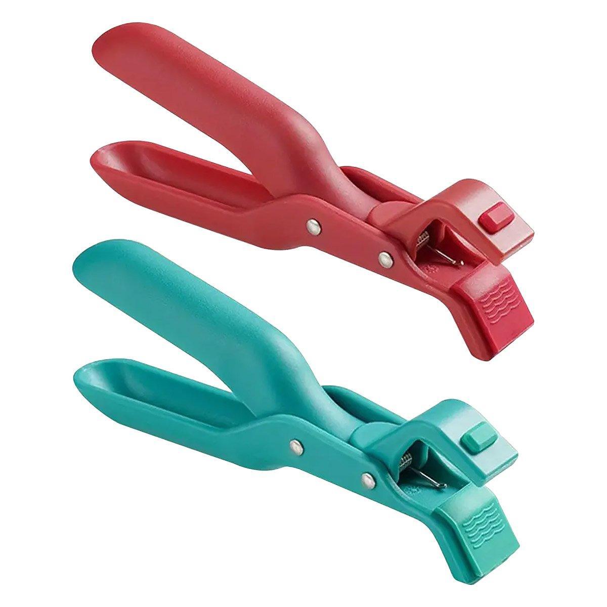 2PCS Anti Slip Silicone Heat Resistant Plate Bowl Clip Holder Kitchen Tool - Red