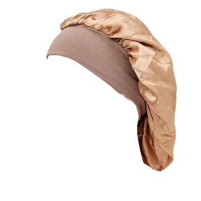 Sleeping Bonnet Hair Wrap Silk Satin Cap Women Elastic Night Soft Hat Headwear - Pink
