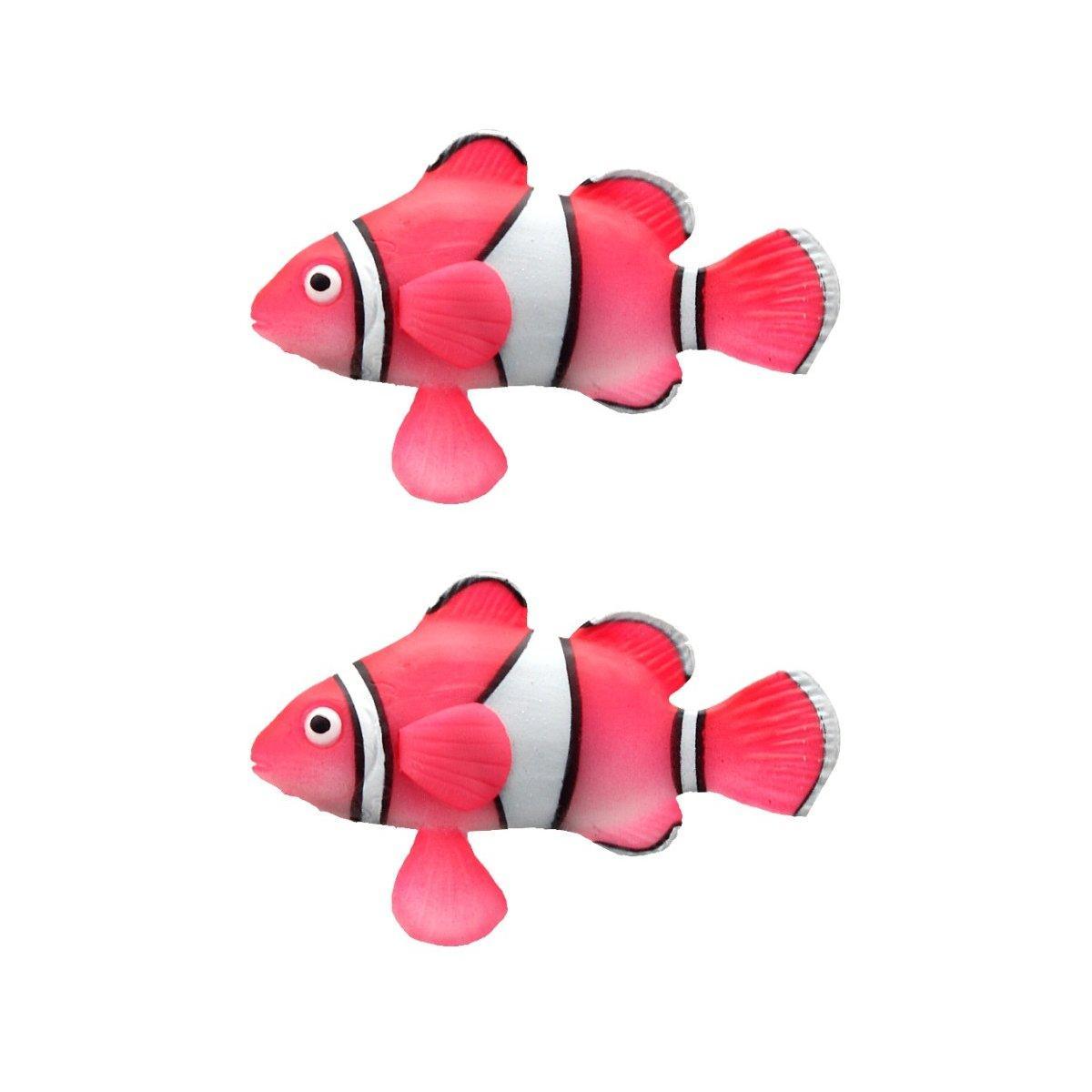 2PCS Artificial Betta Fish Aquarium Decorations Silicone Floating Moving Fish - Sky Blue Goldfish