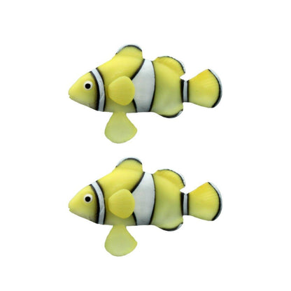 2PCS Artificial Betta Fish Aquarium Decorations Silicone Floating Moving Fish - Purple Lionfish