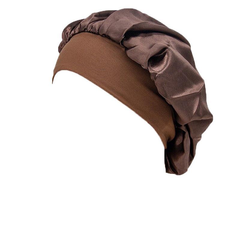 Sleeping Bonnet Hair Wrap Silk Satin Cap Women Elastic Night Soft Hat Headwear - Teal