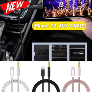 Lightning to 3.5mm Aux Audio Cable Adapter for Car Speaker Headphone Sound System - Black