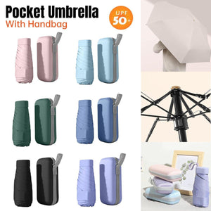 Portable Compact Five-Fold Umbrella UV Sun Protection Travel Manual Umbrella - Black