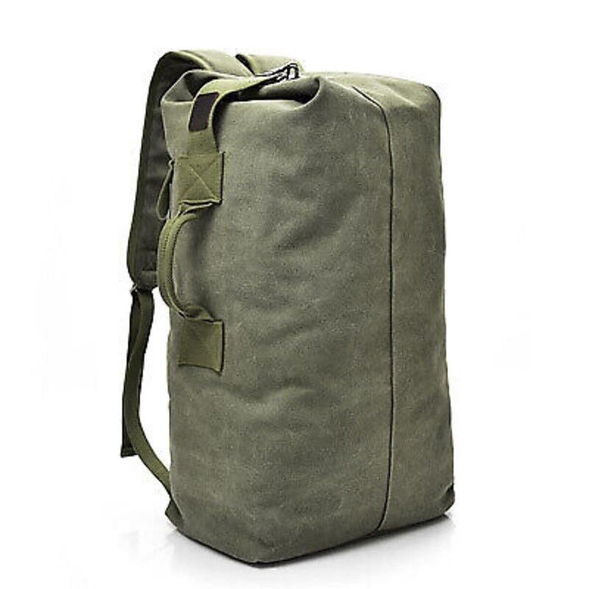 Large Capacity Travel Backpack for Men Outdoor Sports Bag Canvas Rucksack - Black-Big