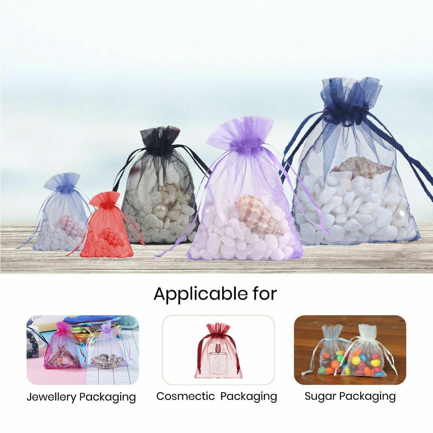 50PCS Organza Bag Sheer Bags Jewellery Wedding Candy Packaging Sheer Bags 10*15 cm - Purple/50PCS