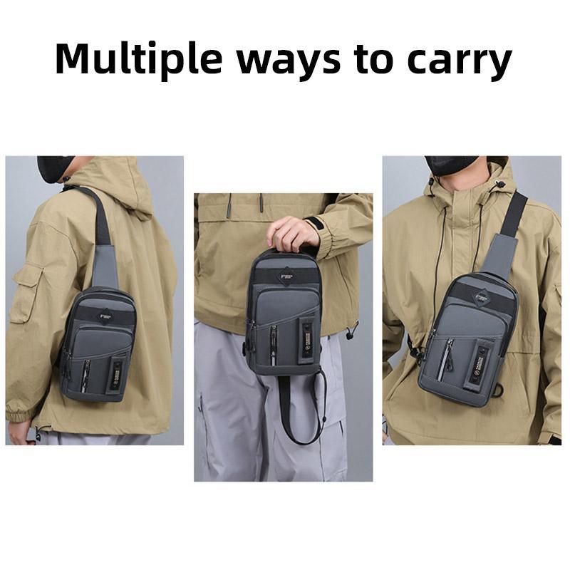 Casual Multifunctional Crossbody Bag for Men Travel Outdoor Hiking and Sports - Grey