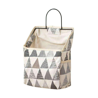 Wall Hanging Storage Bag Home Wardrobe Organiser Pouch Book Holder Phone Pocket - Grey Triangle